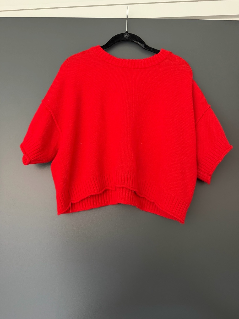 Halogen Bright Red Short-Sleeve Crewneck Sweater
